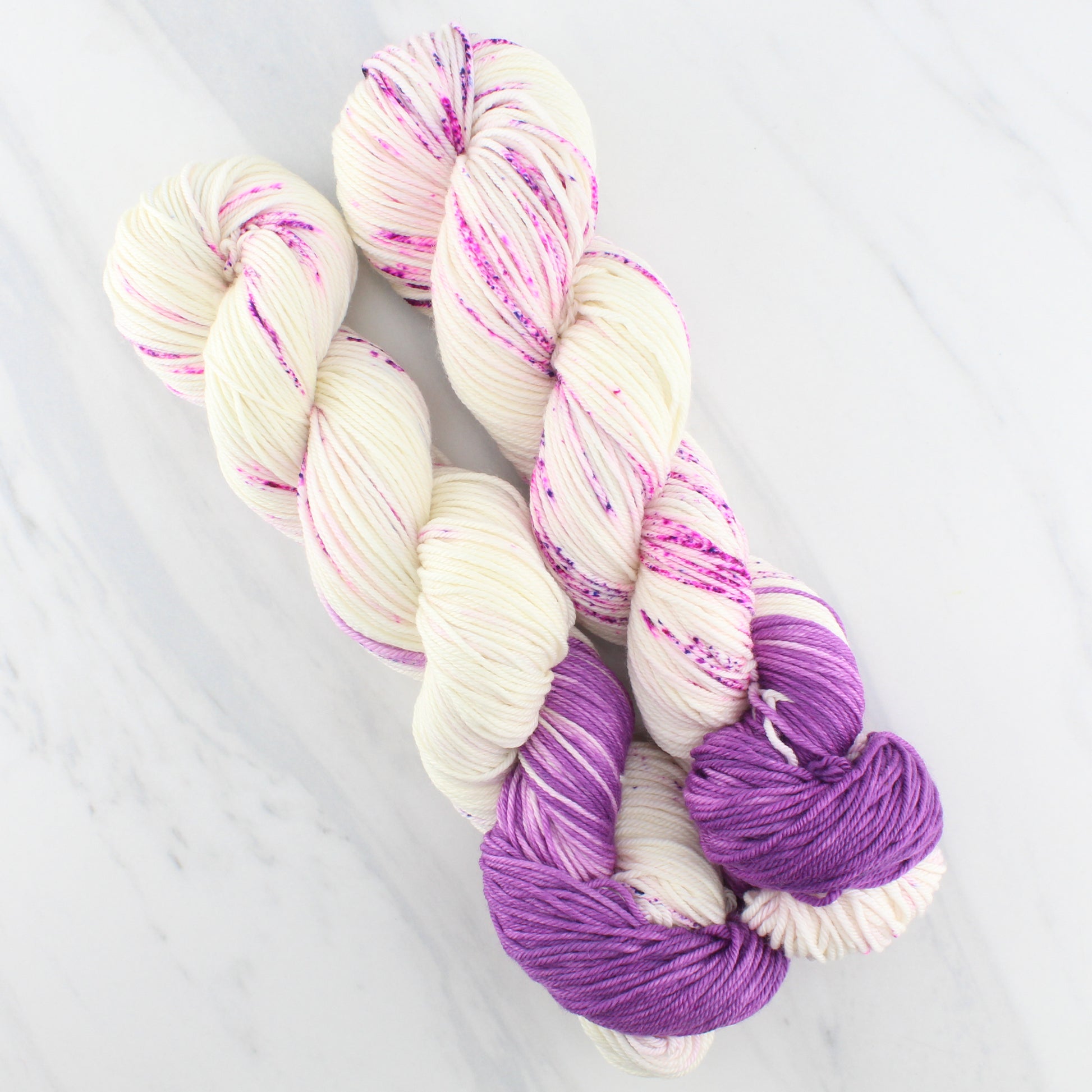 CROCUSES IN SNOW on Squoosh DK - Assigned Pooling Colorway - Purple Lamb