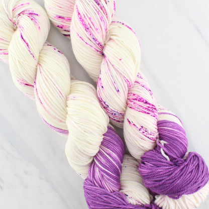 CROCUSES IN SNOW on Squoosh DK - Assigned Pooling Colorway - Purple Lamb