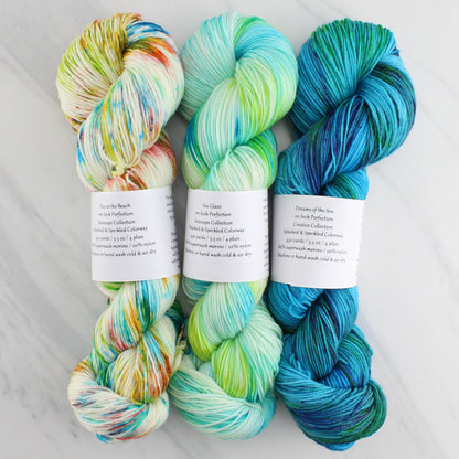 SEA GLASS Hand Dyed on Sock Perfection - Splashed & Speckled Yarn