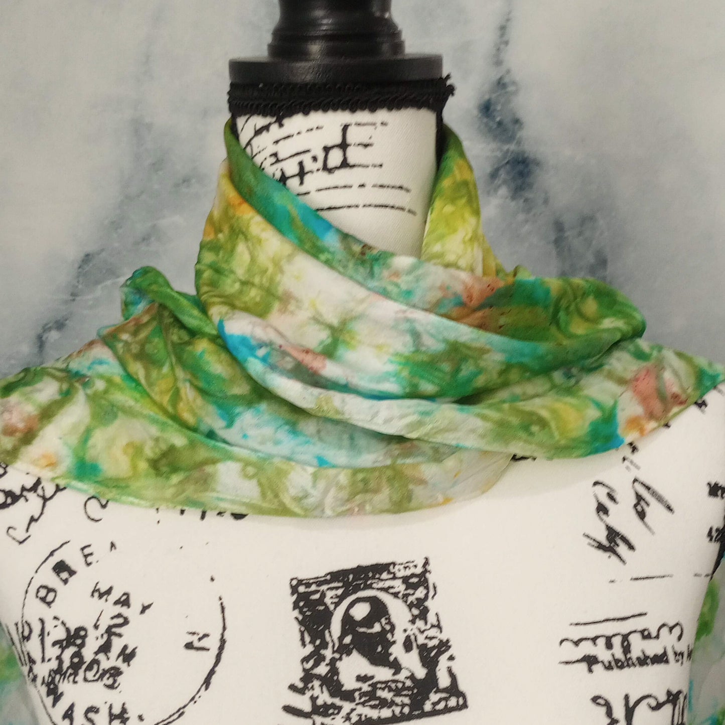 DAY AT THE BEACH Hand-Dyed Silk Satin Scarf - 11 x 60 inches