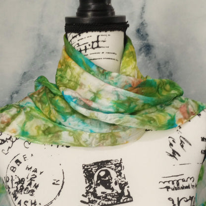DAY AT THE BEACH Hand-Dyed Silk Satin Scarf - 11 x 60 inches