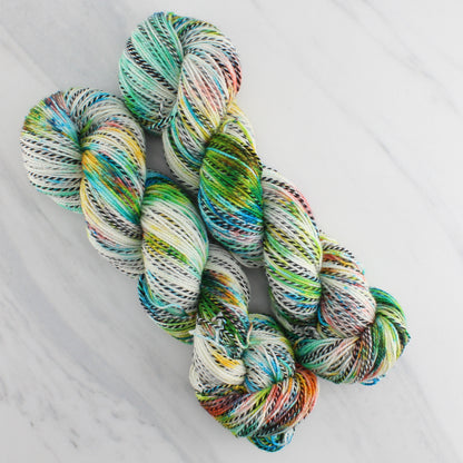 DAY AT THE BEACH - Hand Dyed on Stained Glass Fingering - Splashed & Speckled Yarn