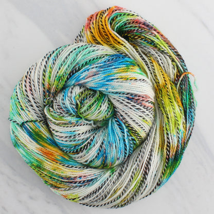 DAY AT THE BEACH - Hand Dyed on Stained Glass Fingering - Splashed & Speckled Yarn