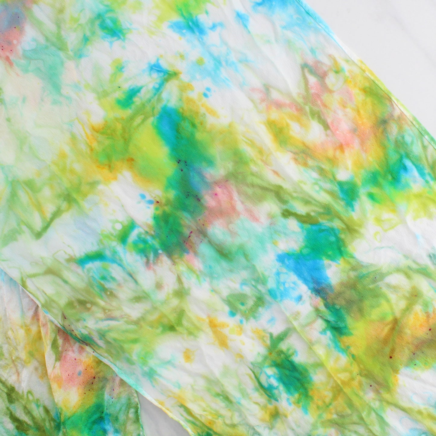 DAY AT THE BEACH Hand-Dyed Silk Satin Scarf - 11 x 60 inches