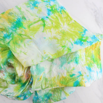 DAY AT THE BEACH Hand-Dyed Silk Satin Scarf - 11 x 60 inches