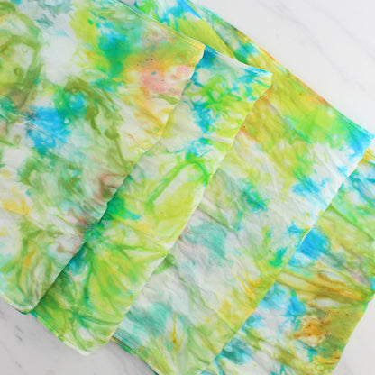 DAY AT THE BEACH Hand-Dyed Silk Satin Scarf - 11 x 60 inches