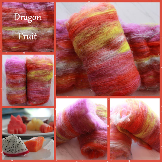DRAGON FRUIT Art Batts to Spin and Felt