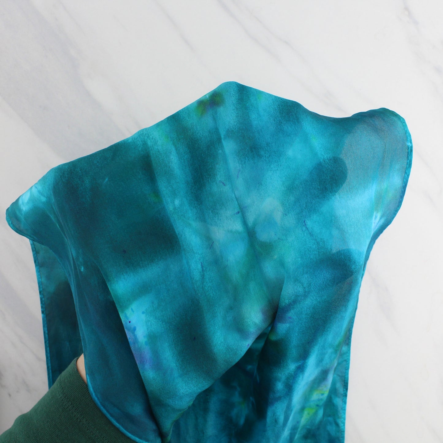 DREAMS OF THE SEA Hand-Dyed Silk Crepe Scarf - 11 x 60 inches