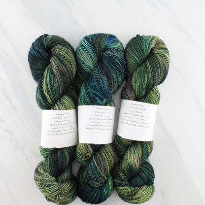 ENCHANTED FOREST on Stained Glass Sock - Indie-Dyed Yarn - Purple Lamb