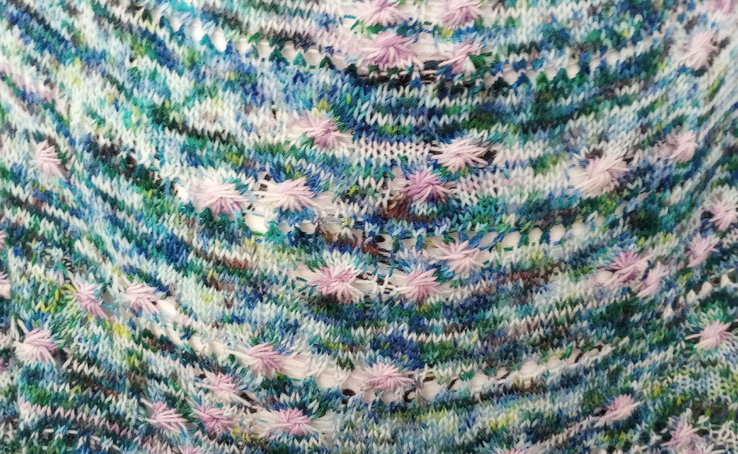 FIELD OF FLOWERS CRESCENT SHAWL - Knitting Pattern