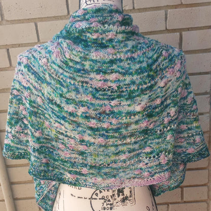 FIELD OF FLOWERS CRESCENT SHAWL - Knitting Pattern