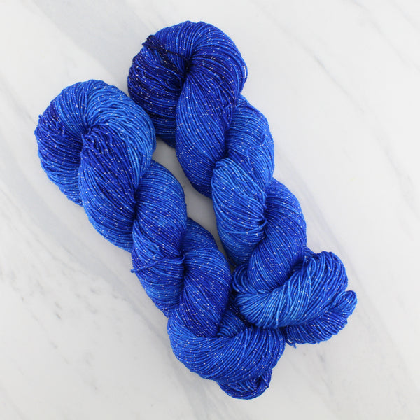 FREEDOM BLUE Hand-Dyed Yarn on Sparkly Merino Sock