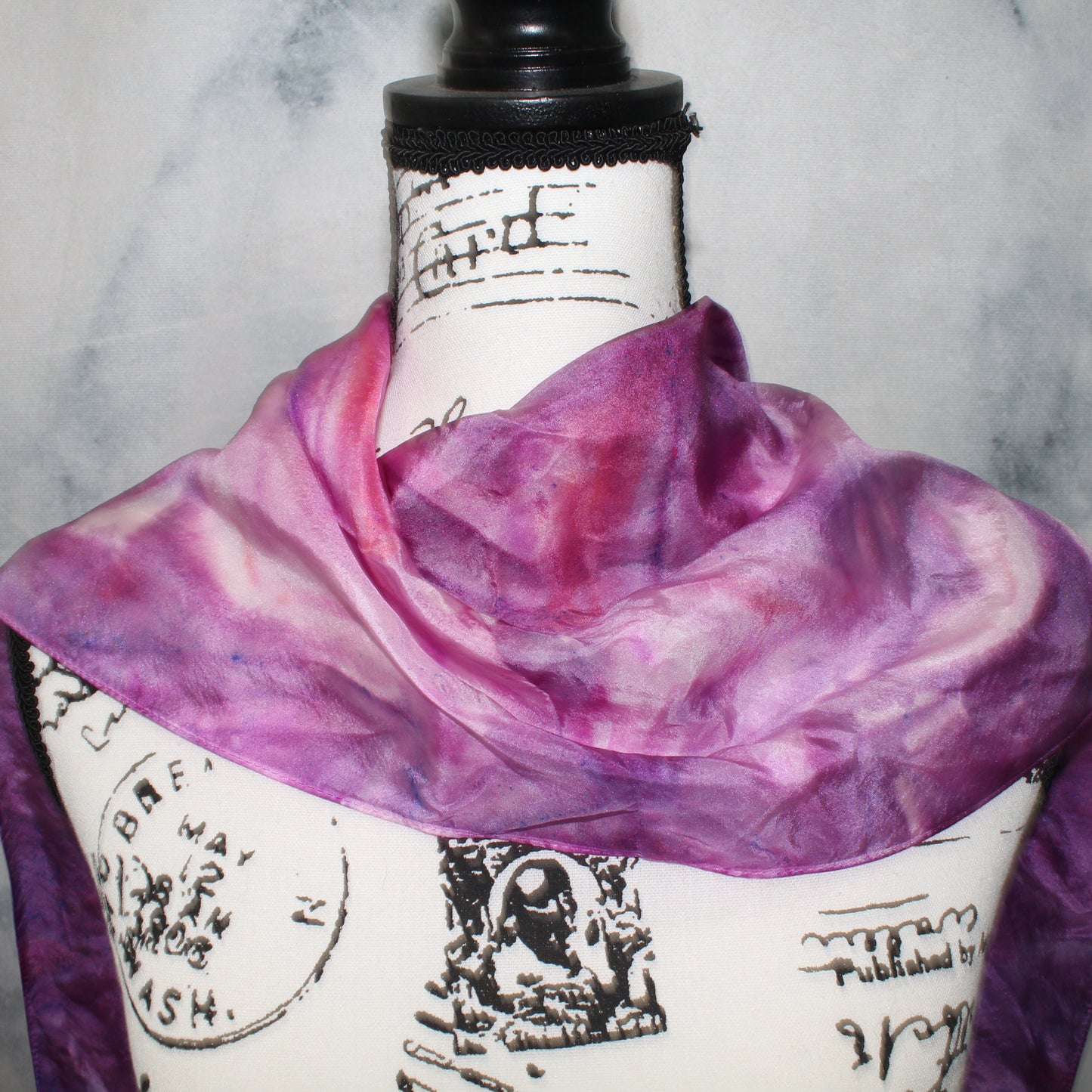 FUCHSIA FLOWER Hand-Dyed Silk Scarf - 11 x 60 inches