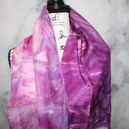 FUCHSIA FLOWER Hand-Dyed Silk Scarf - 11 x 60 inches