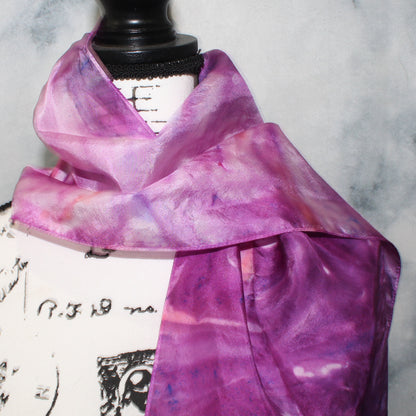 FUCHSIA FLOWER Hand-Dyed Silk Scarf - 11 x 60 inches