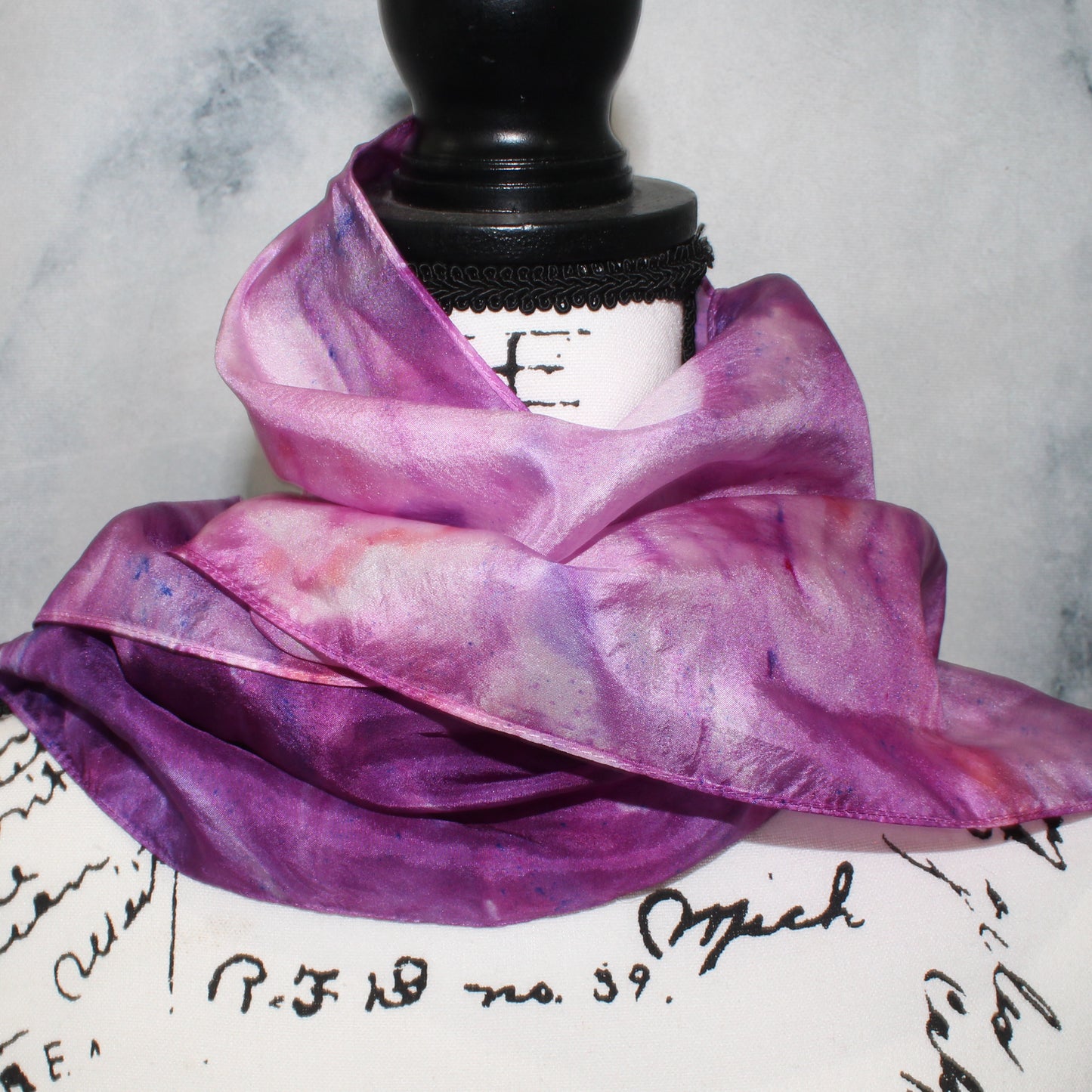 FUCHSIA FLOWER Hand-Dyed Silk Scarf - 11 x 60 inches