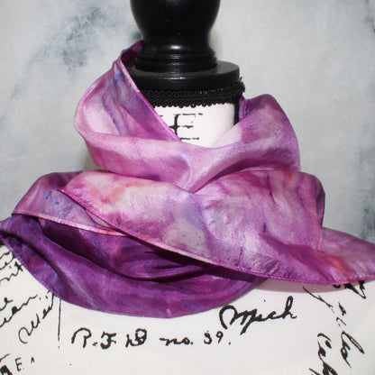 FUCHSIA FLOWER Hand-Dyed Silk Scarf - 11 x 60 inches