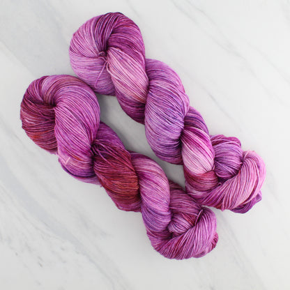 FUCHSIA FLOWER Hand Dyed on Sock Perfection - Splashed & Speckled Yarn