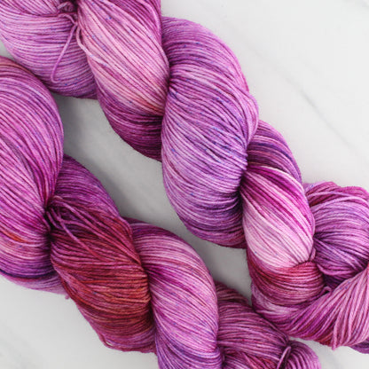 FUCHSIA FLOWER Hand Dyed on Sock Perfection - Splashed & Speckled Yarn
