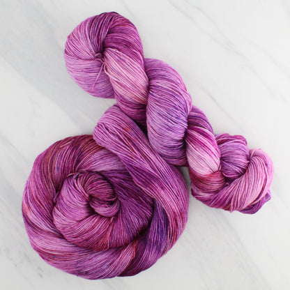FUCHSIA FLOWER Hand Dyed on Sock Perfection - Splashed & Speckled Yarn