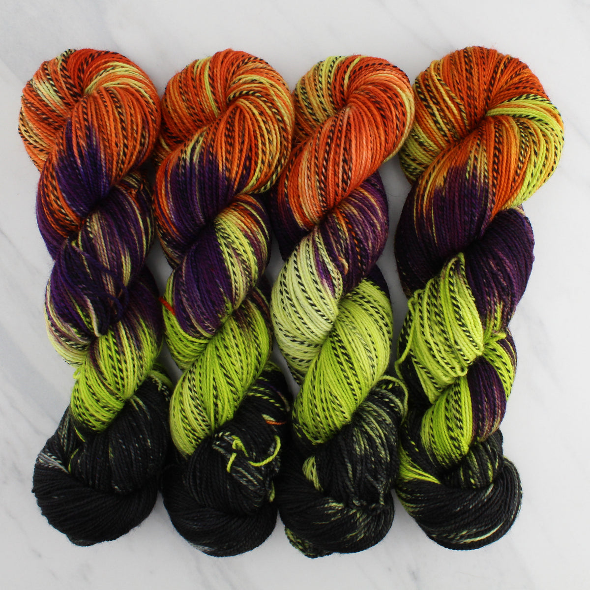 HALLOWEEN PARTY Hand Dyed on Stained Glass Fingering - Block Variegated Colorway