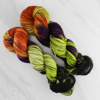 HALLOWEEN PARTY Hand Dyed on Stained Glass Fingering - Block Variegated Colorway