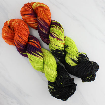 HALLOWEEN PARTY Hand Dyed on Squoosh Worsted - Block Variegated Colorway for Halloween
