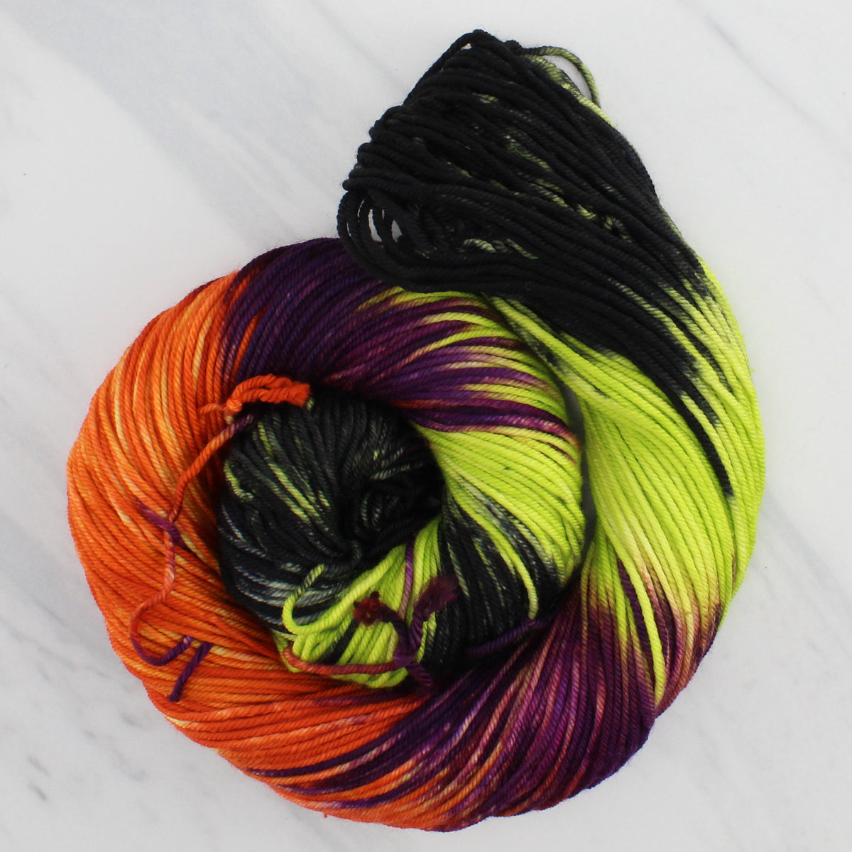 HALLOWEEN PARTY Hand Dyed on Squoosh Worsted - Block Variegated Colorway for Halloween