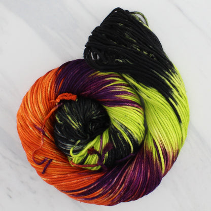 HALLOWEEN PARTY Hand Dyed on Squoosh Worsted - Block Variegated Colorway for Halloween