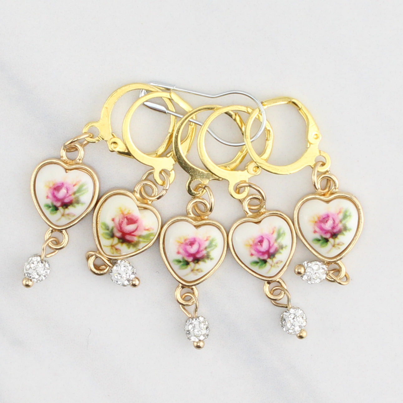 HEARTS AND ROSES STITCH MARKER SETS FOR KNITTING AND CROCHET