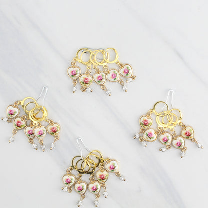 HEARTS AND ROSES STITCH MARKER SETS FOR KNITTING AND CROCHET