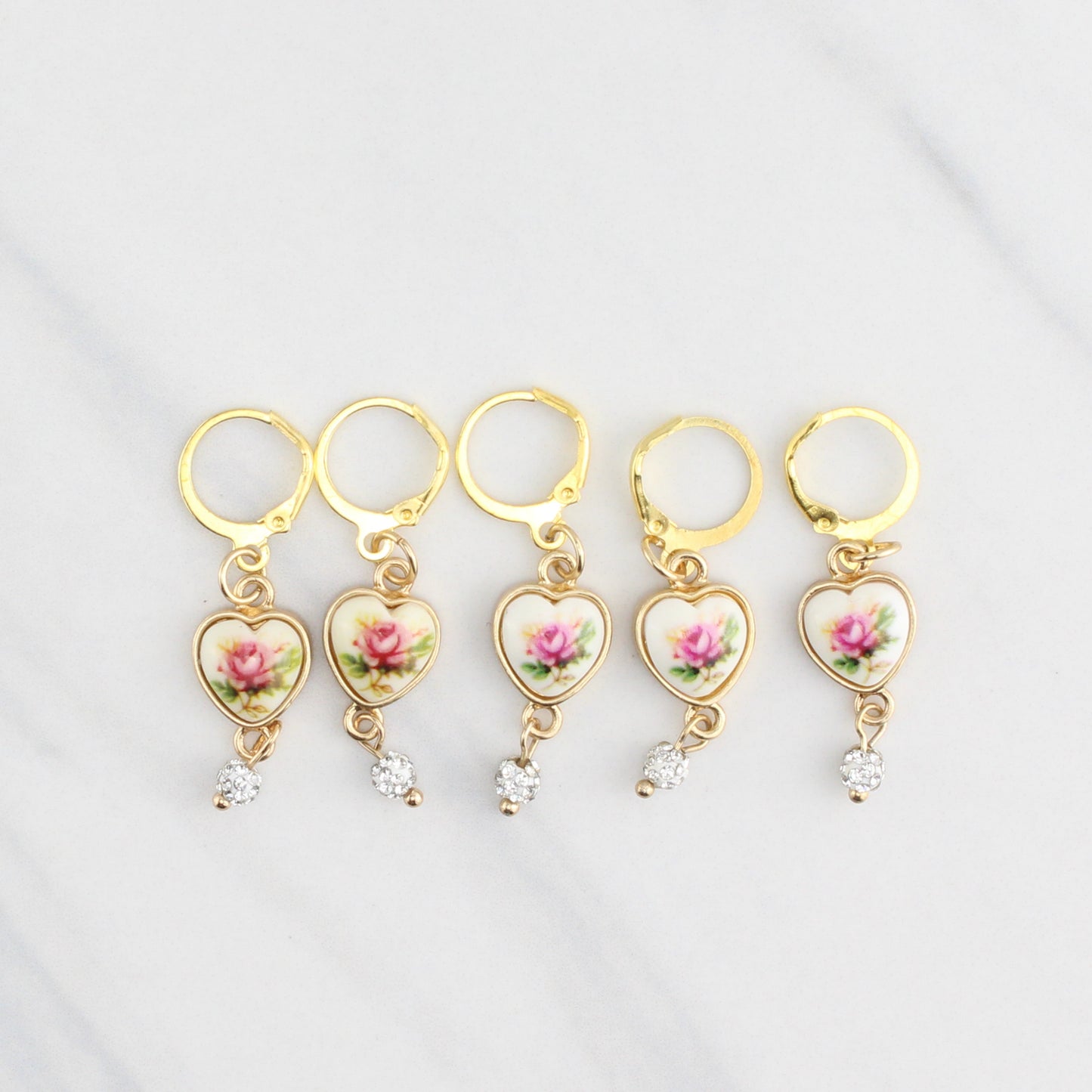 HEARTS AND ROSES STITCH MARKER SETS FOR KNITTING AND CROCHET