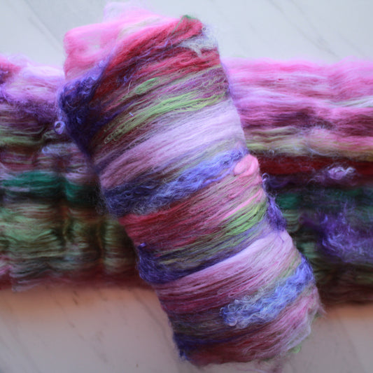HIGHLAND HEATHER Art Batts to Spin and Felt - Purple Lamb