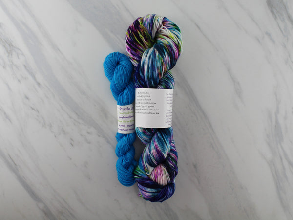 NORTHERN LIGHTS + CARIBBEAN BLUE Indie-Dyed Sock Set with Sock Perfection and Splendid Sock Mini