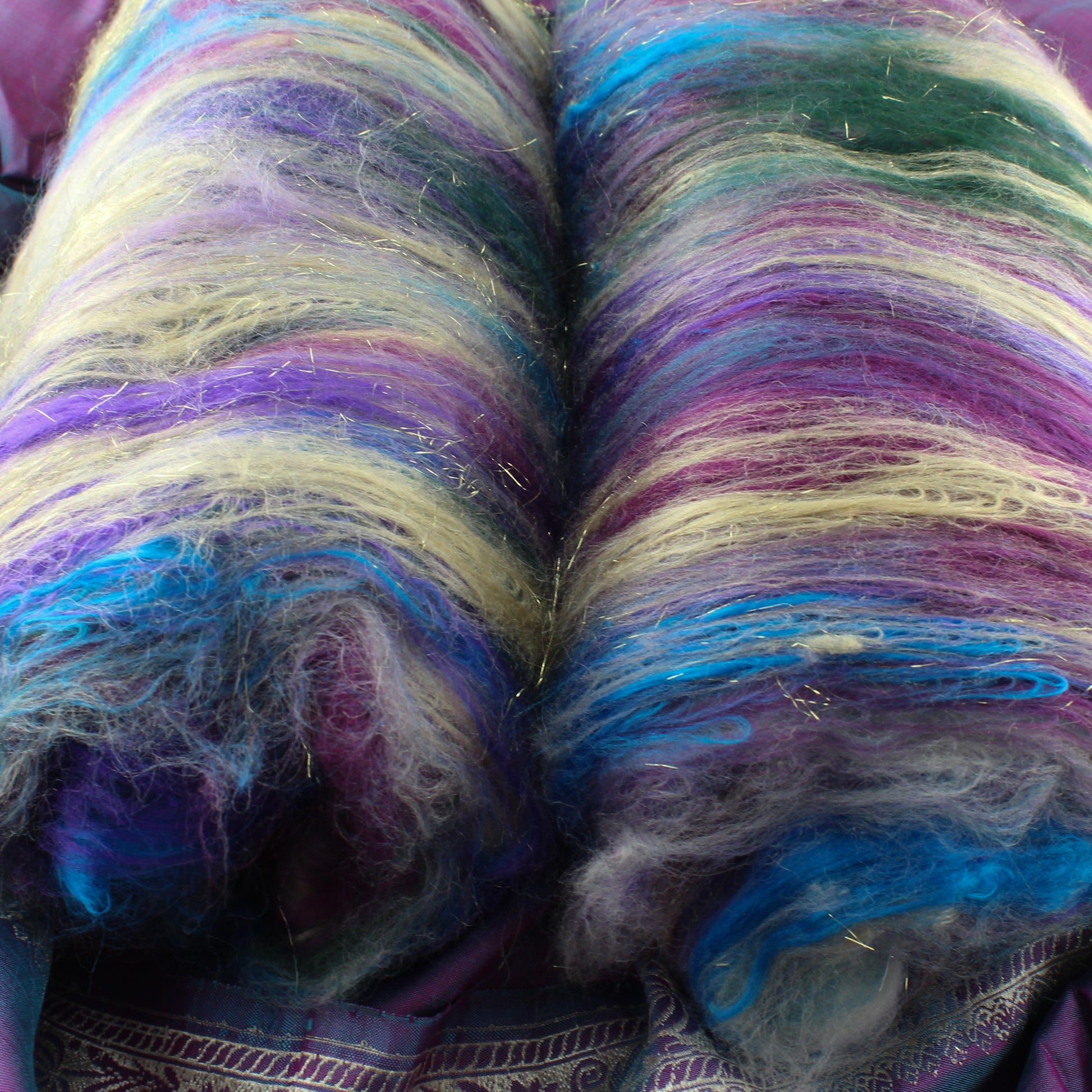 INDIAN SARI Art Batts to Spin and Felt - Purple Lamb