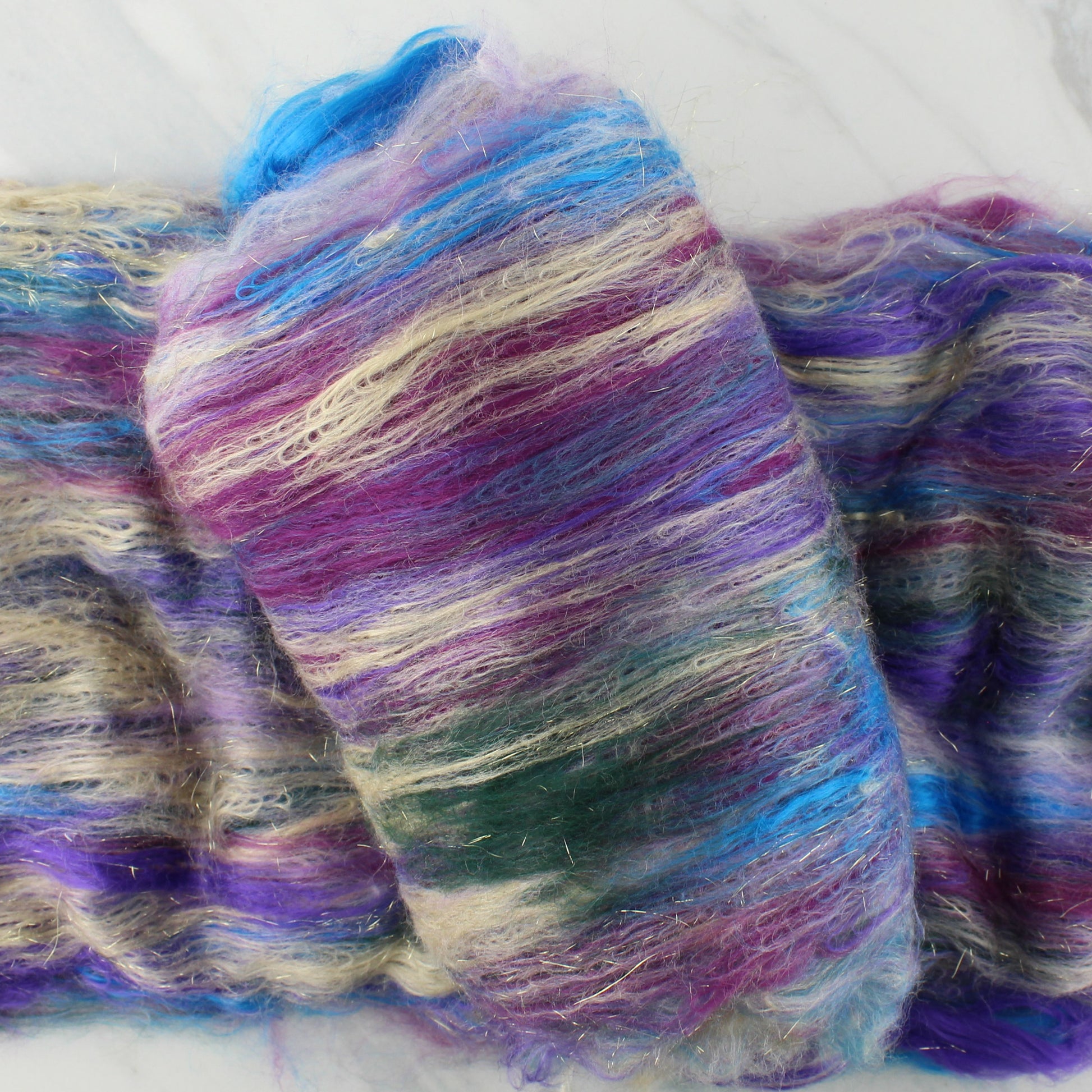 INDIAN SARI Art Batts to Spin and Felt - Purple Lamb