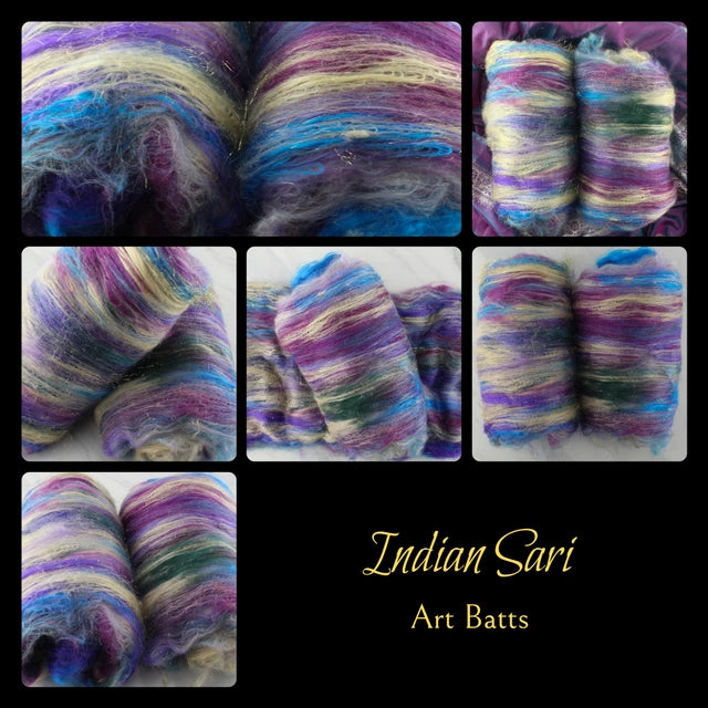INDIAN SARI Art Batts to Spin and Felt