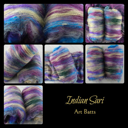 INDIAN SARI Art Batts to Spin and Felt
