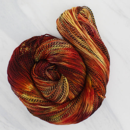 JAPANESE MAPLES Hand Dyed on Stained Glass Sock - Splashed & Speckled Yarn