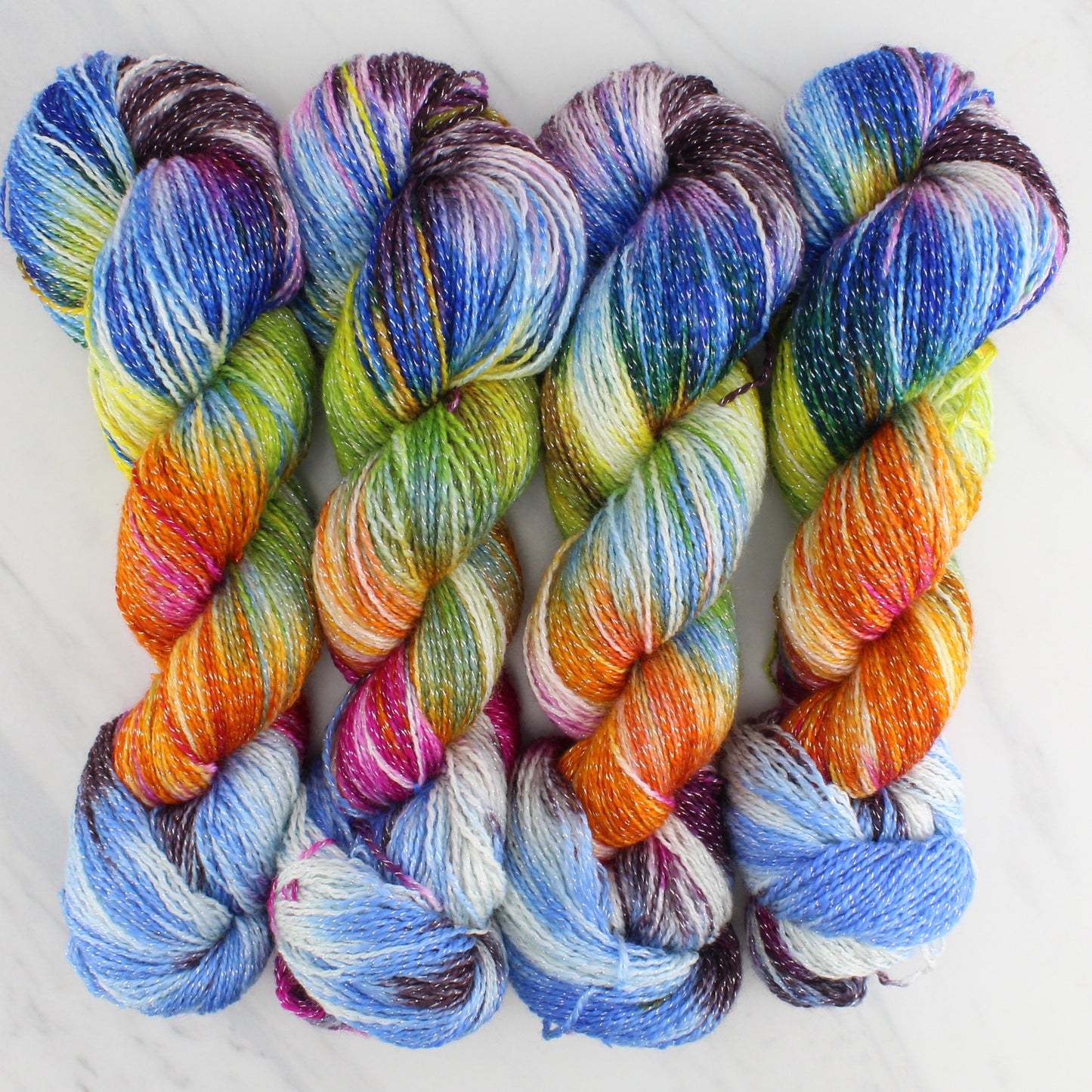 JONES' LES VENDEUSES DE TISSUE Hand Dyed on Twinkle Fingering  - Block Variegated Yarn