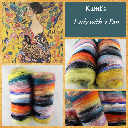 KLIMT'S LADY WITH A FAN Art Batts to Spin and Felt