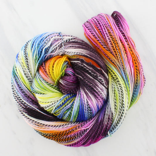 JONES' LES VENDEUSES DE TISSUE on Stained Glass Sock - Indie-Dyed Yarn - Purple Lamb