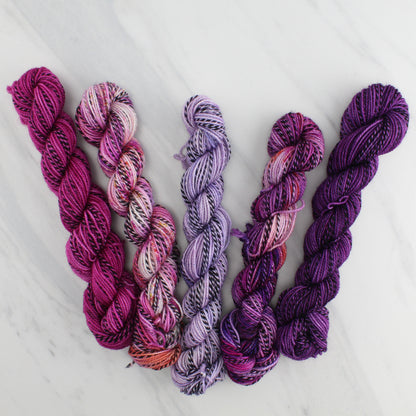 BE MY VALENTINE Mini-Skein Set of Five - Hand-Dyed 20 gram Sock-Weight Mini Skeins on Stained Glass Fingering