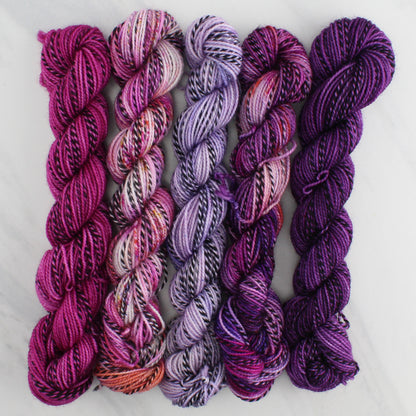 BE MY VALENTINE Mini-Skein Set of Five - Hand-Dyed 20 gram Sock-Weight Mini Skeins on Stained Glass Fingering