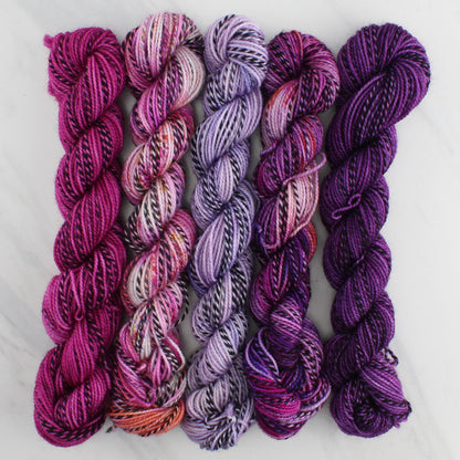 BE MY VALENTINE Mini-Skein Set of Five - Hand-Dyed 20 gram Sock-Weight Mini Skeins on Stained Glass Fingering