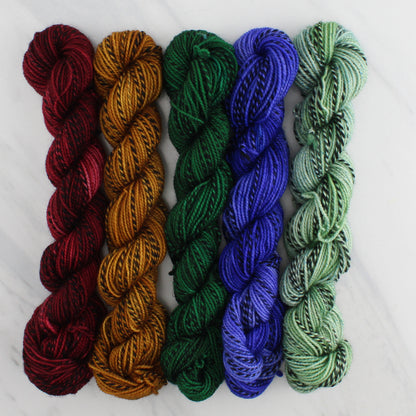 SAINT PATRICK'S DAY Mini-Skein Set of Five - Hand-Dyed 20 gram Sock-Weight Mini Skeins on Stained Glass Fingering