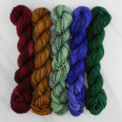 SAINT PATRICK'S DAY Mini-Skein Set of Five - Hand-Dyed 20 gram Sock-Weight Mini Skeins on Stained Glass Fingering