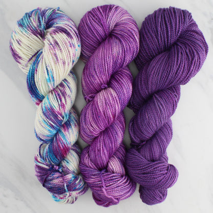 PURPLE DELIGHT Hand Dyed on Buttery Soft DK - Splashed & Speckled Yarn