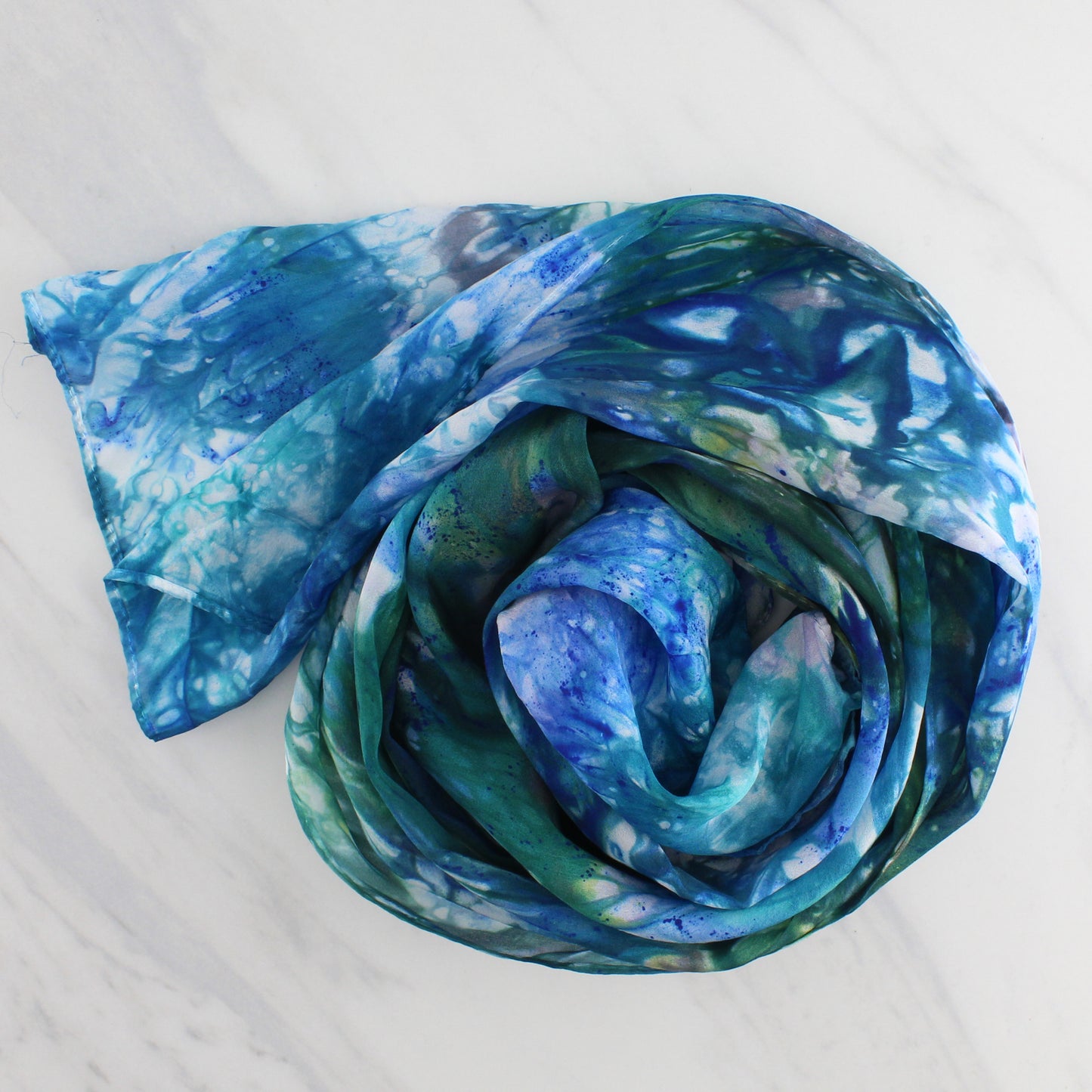 MONET'S WATER LILIES Hand-Dyed Silk Crepe Scarf - 11 x 60 inches
