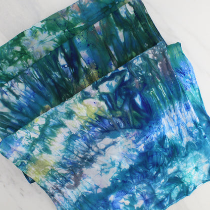 MONET'S WATER LILIES Hand-Dyed Silk Crepe Scarf - 11 x 60 inches
